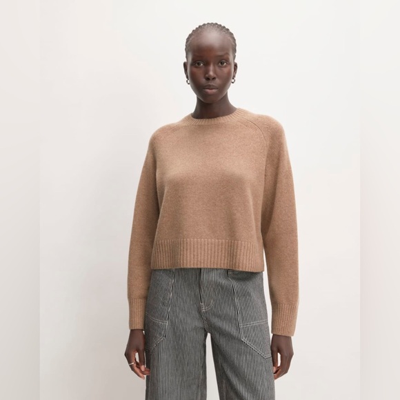 Everlane Sweaters - EVERLANE The Boxy Crew In Cashmere In Heathered Woodsmoke